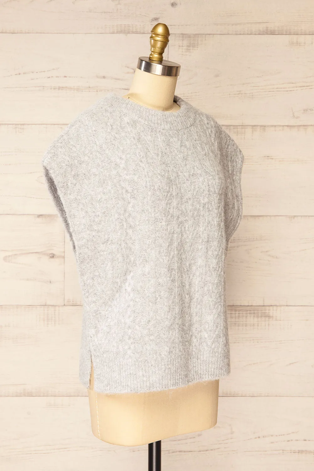 Epirus Grey | Sleeveless Twisted Knit Vest