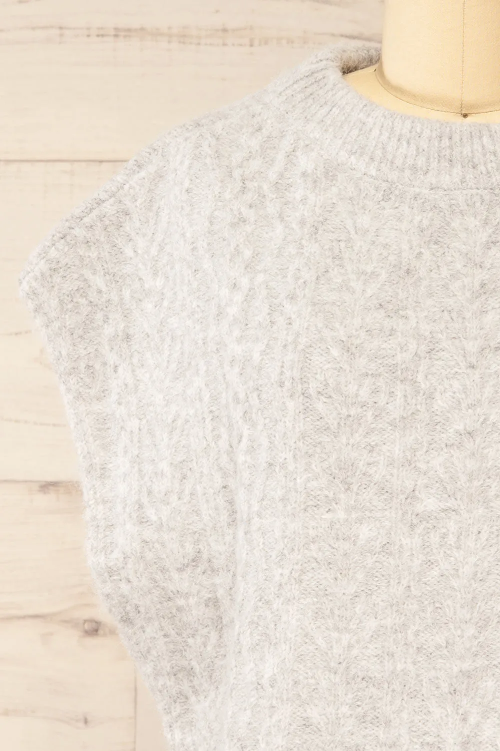 Epirus Grey | Sleeveless Twisted Knit Vest