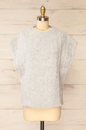 Epirus Grey | Sleeveless Twisted Knit Vest