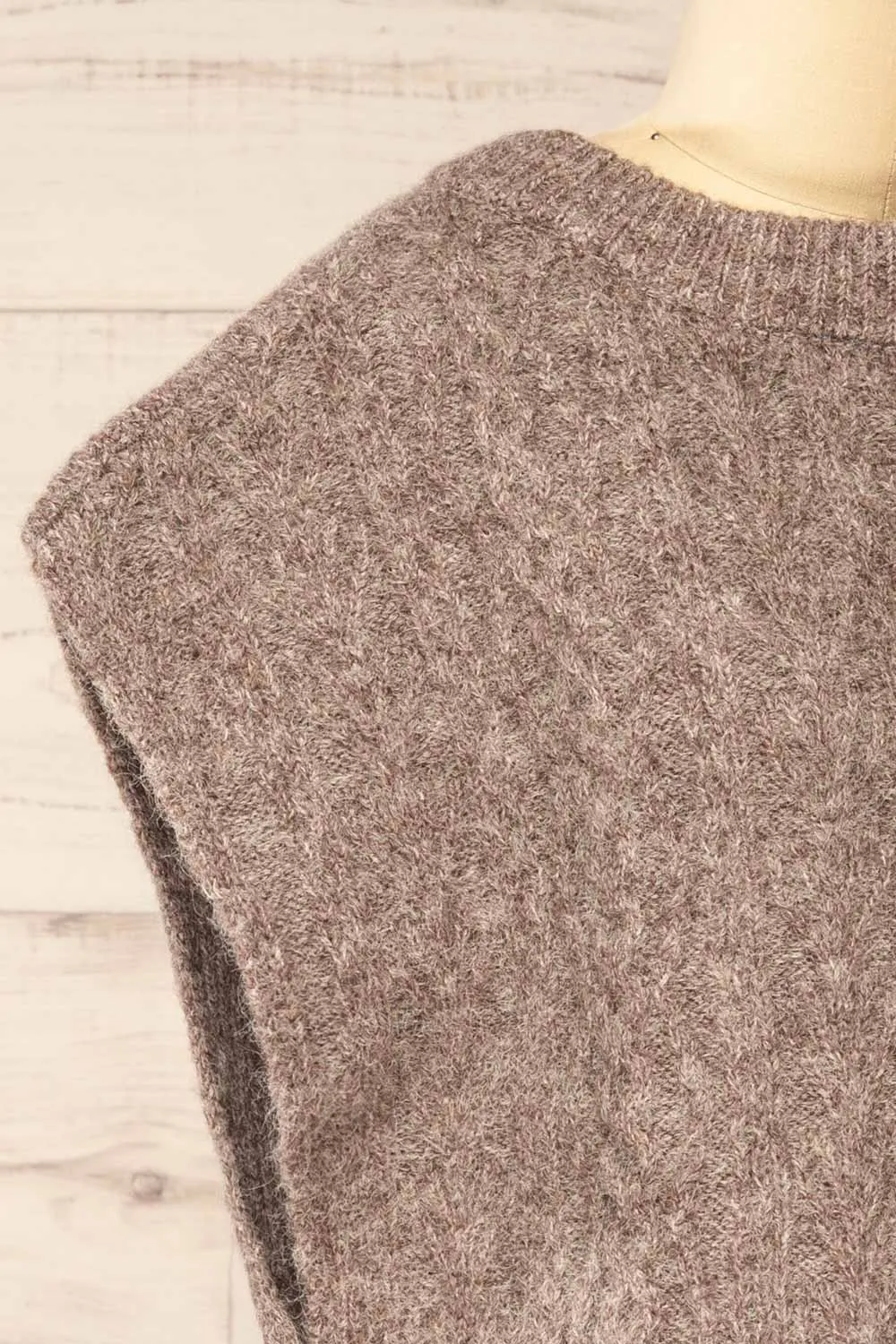 Epirus Taupe | Sleeveless Twisted Knit Vest