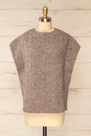 Epirus Taupe | Sleeveless Twisted Knit Vest
