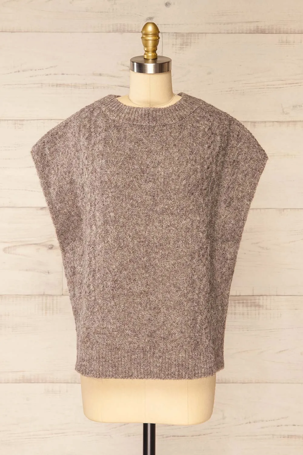 Epirus Taupe | Sleeveless Twisted Knit Vest