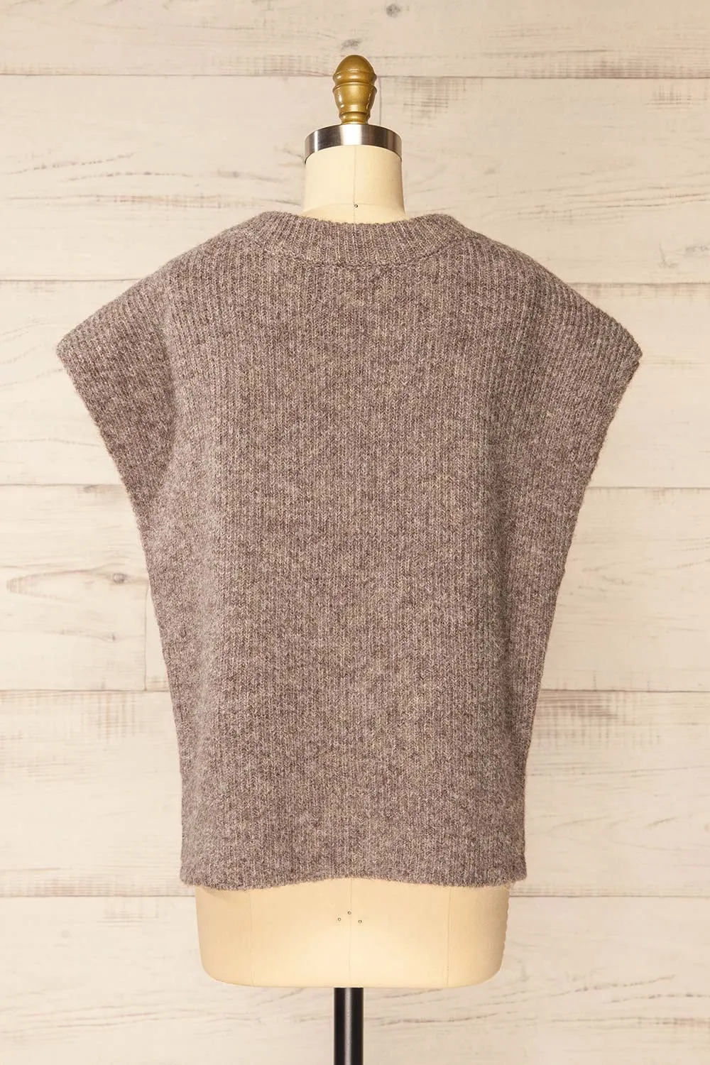 Epirus Taupe | Sleeveless Twisted Knit Vest