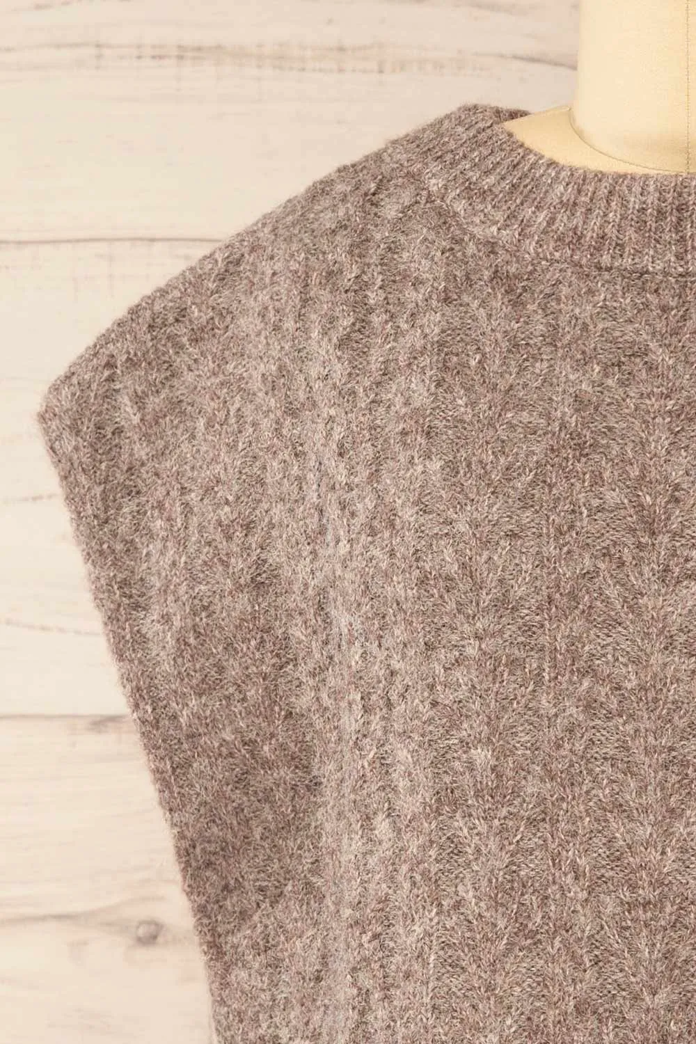 Epirus Taupe | Sleeveless Twisted Knit Vest