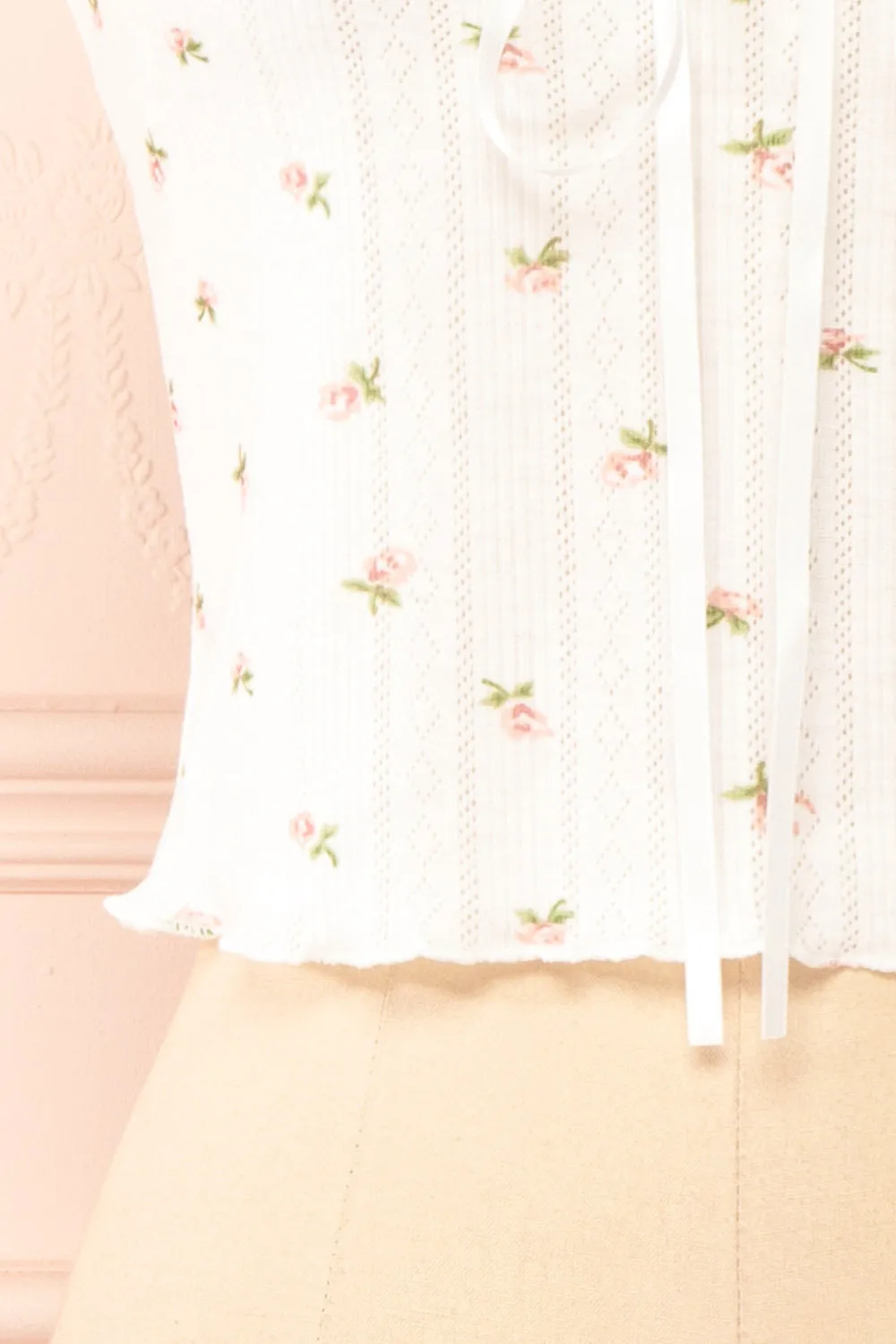 Estrella | White Floral Tank Top w/ Lace