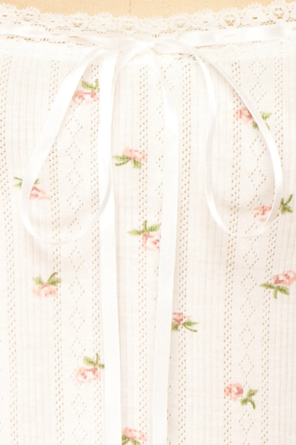 Estrella | White Floral Tank Top w/ Lace