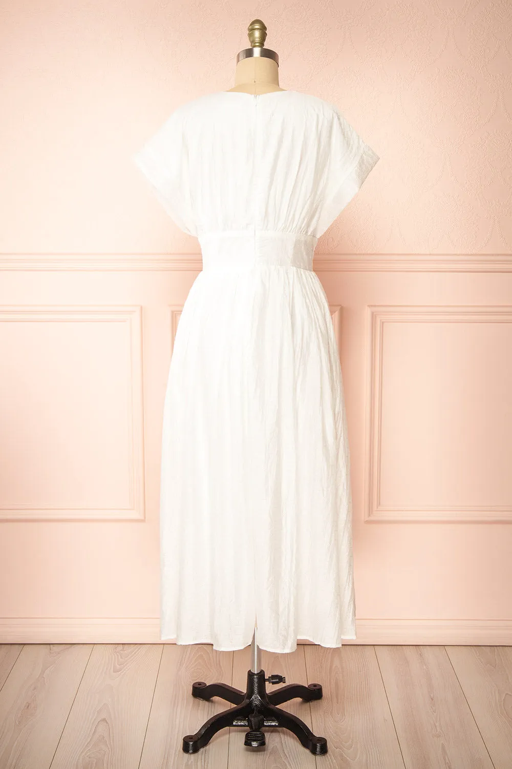 Evitae | White Midi Dress w/ Short Sleeves