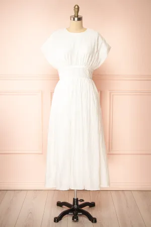 Evitae | White Midi Dress w/ Short Sleeves