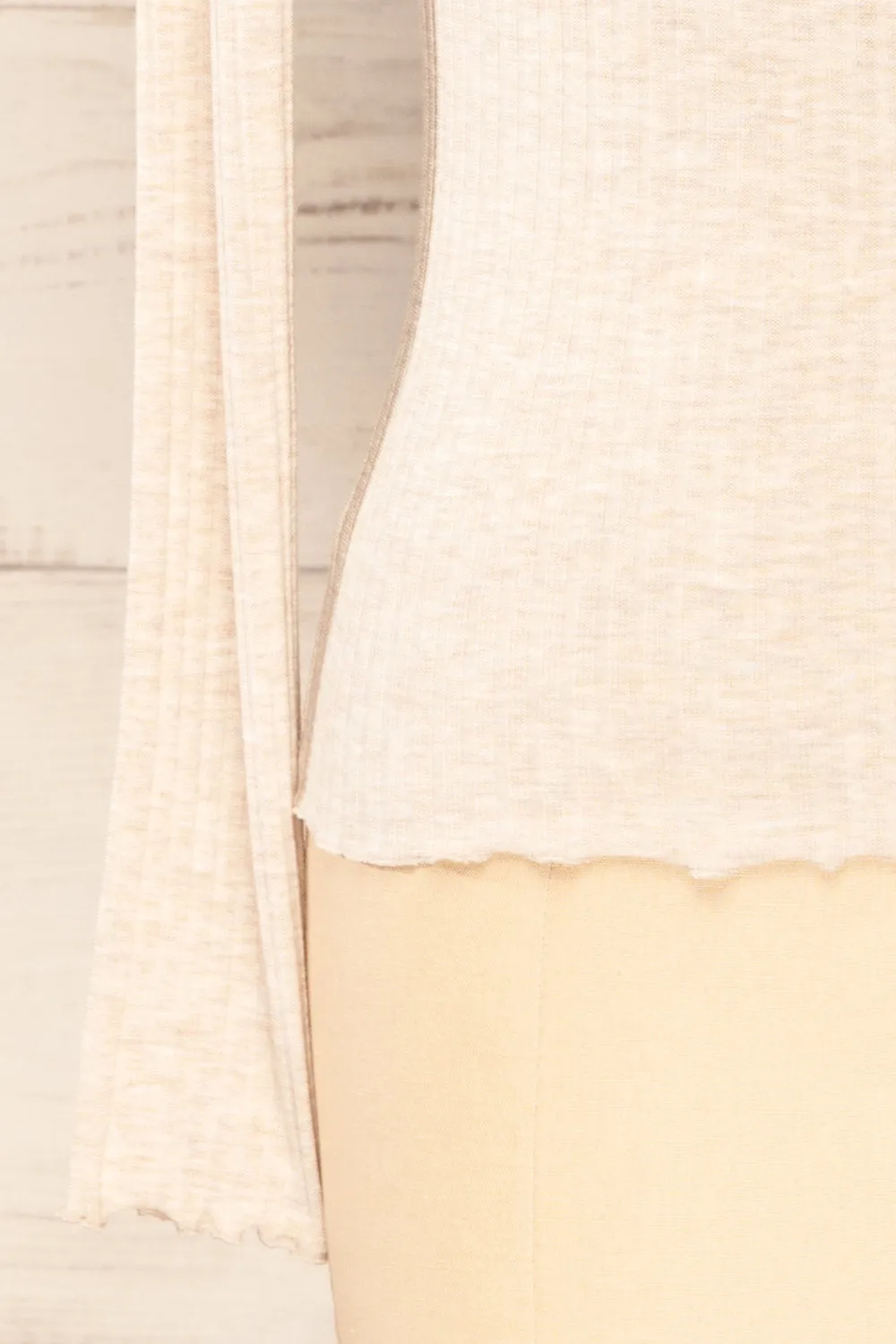 Faaset Beige | Ribbed Top w/ Stand Collar