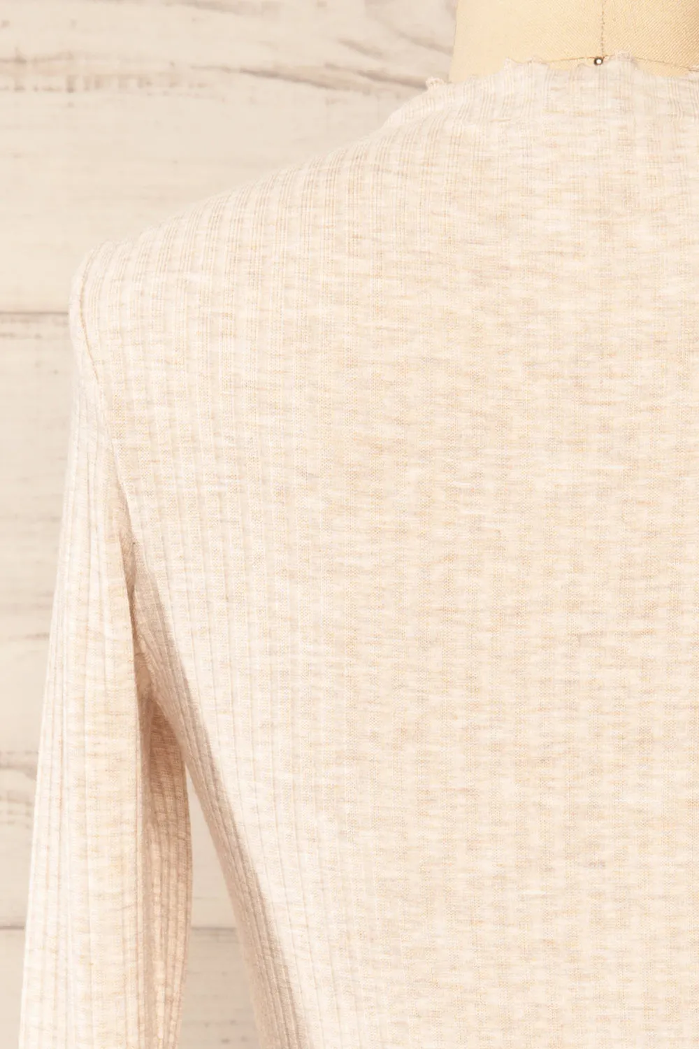 Faaset Beige | Ribbed Top w/ Stand Collar