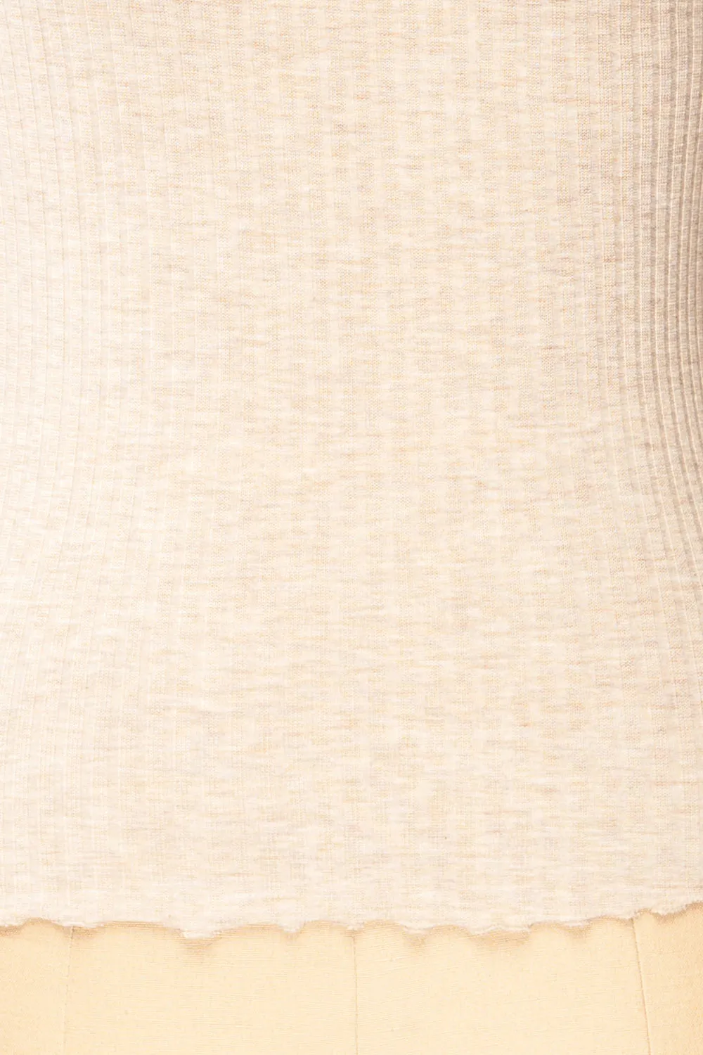 Faaset Beige | Ribbed Top w/ Stand Collar