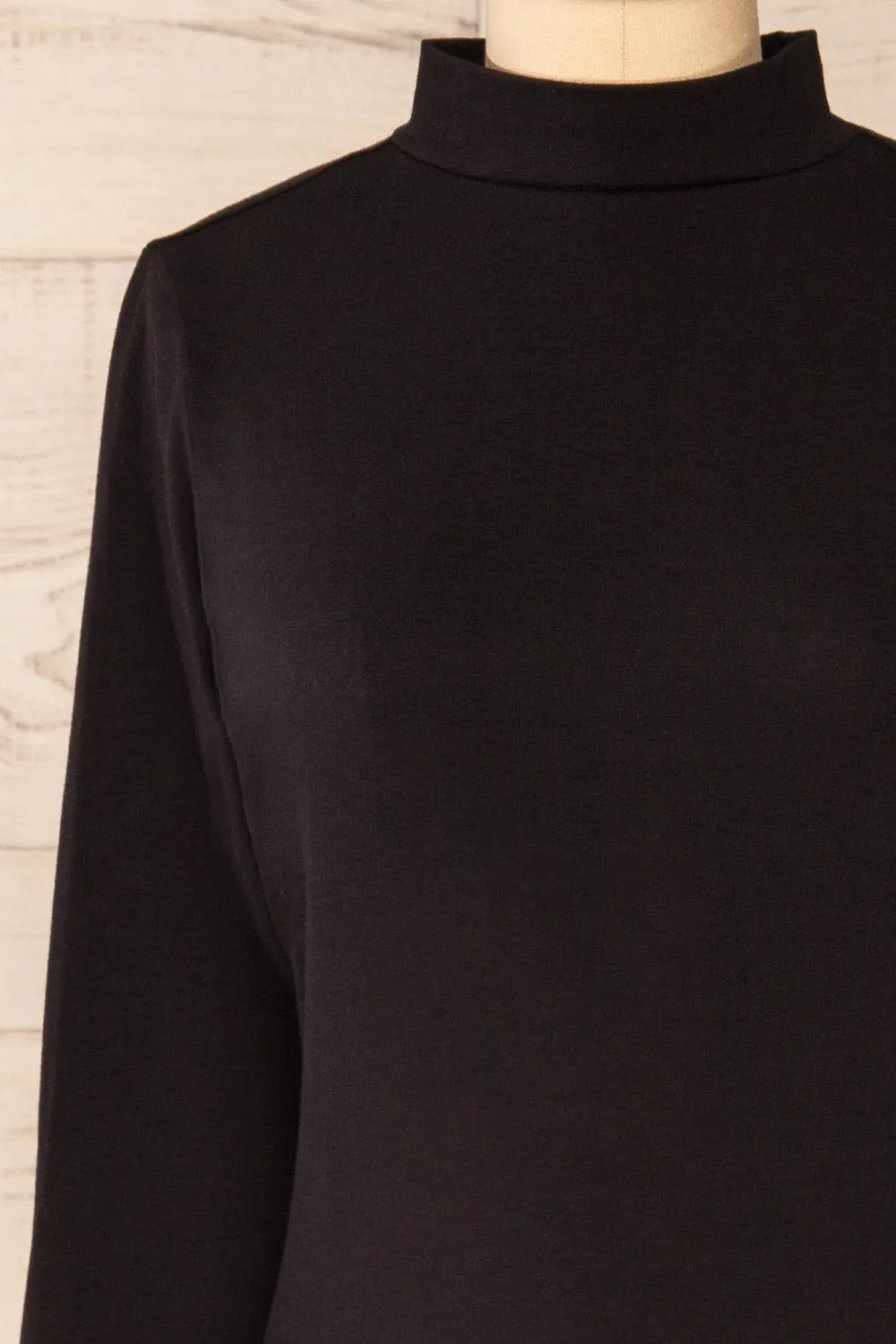 Falejde Black | Long Sleeve Mock Neck Top