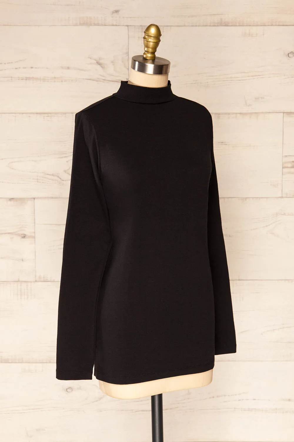 Falejde Black | Long Sleeve Mock Neck Top