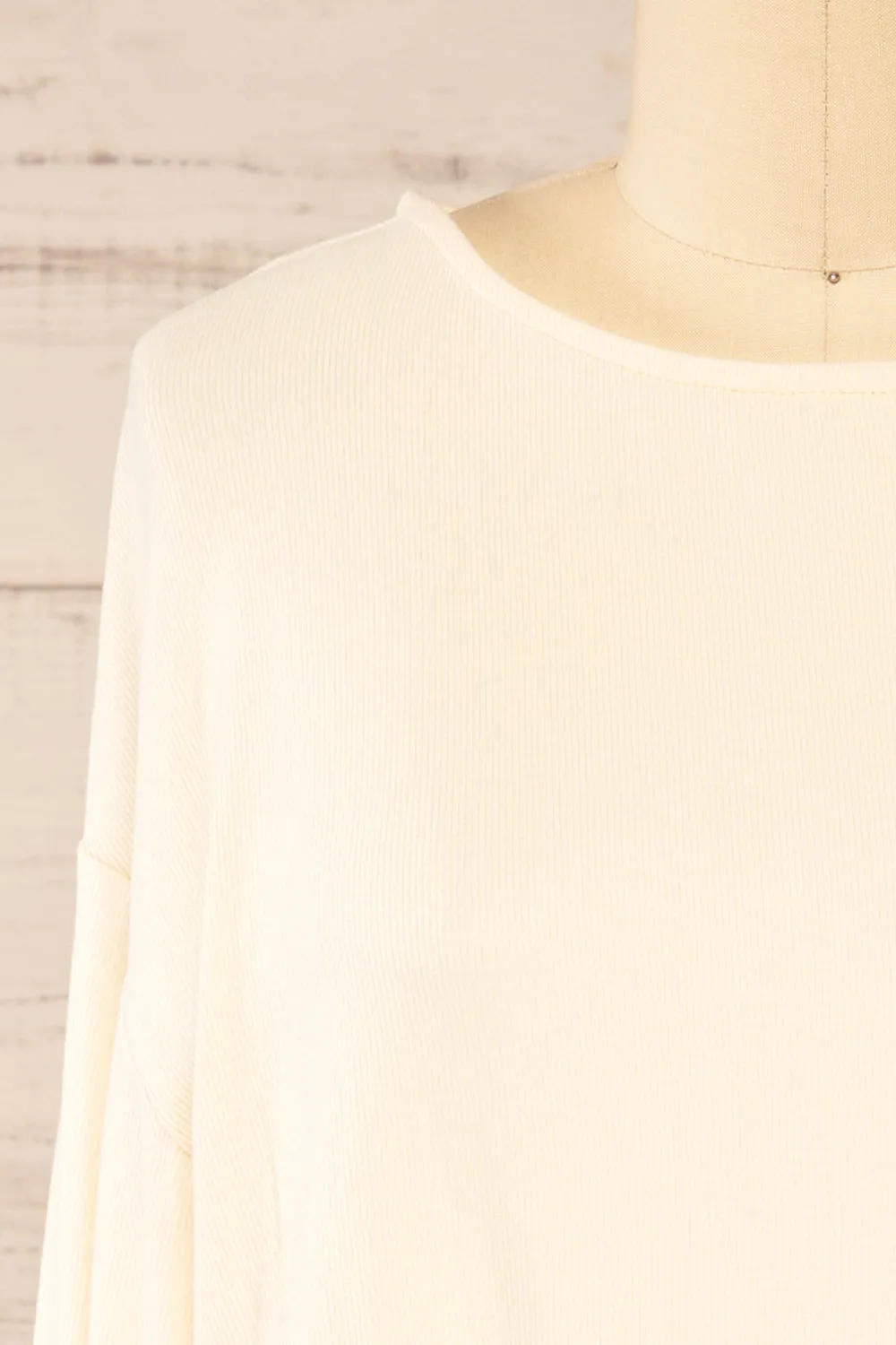 Farnham Ivory | Ribbed Crop Top w/ Long Sleeves
