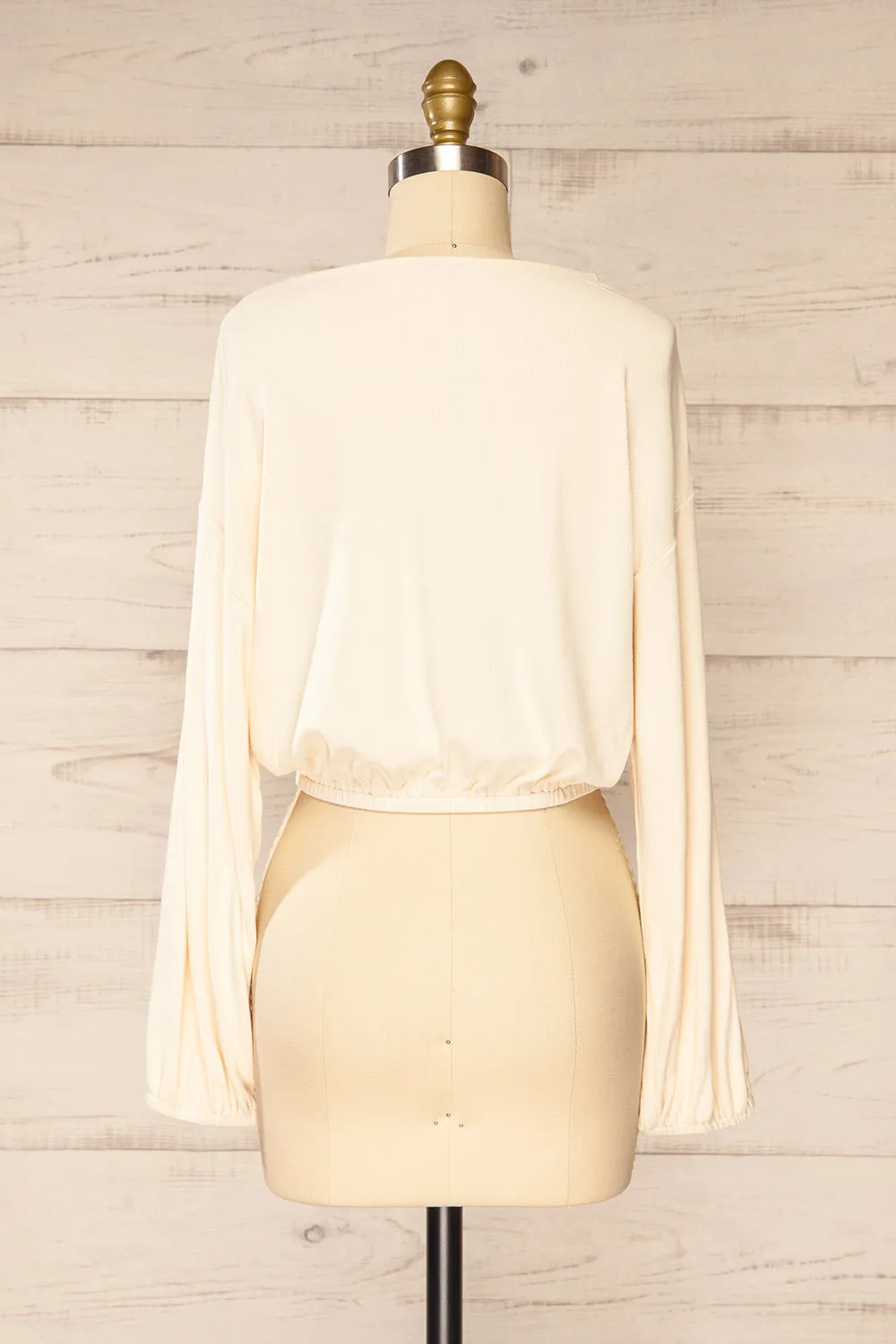 Farnham Ivory | Ribbed Crop Top w/ Long Sleeves