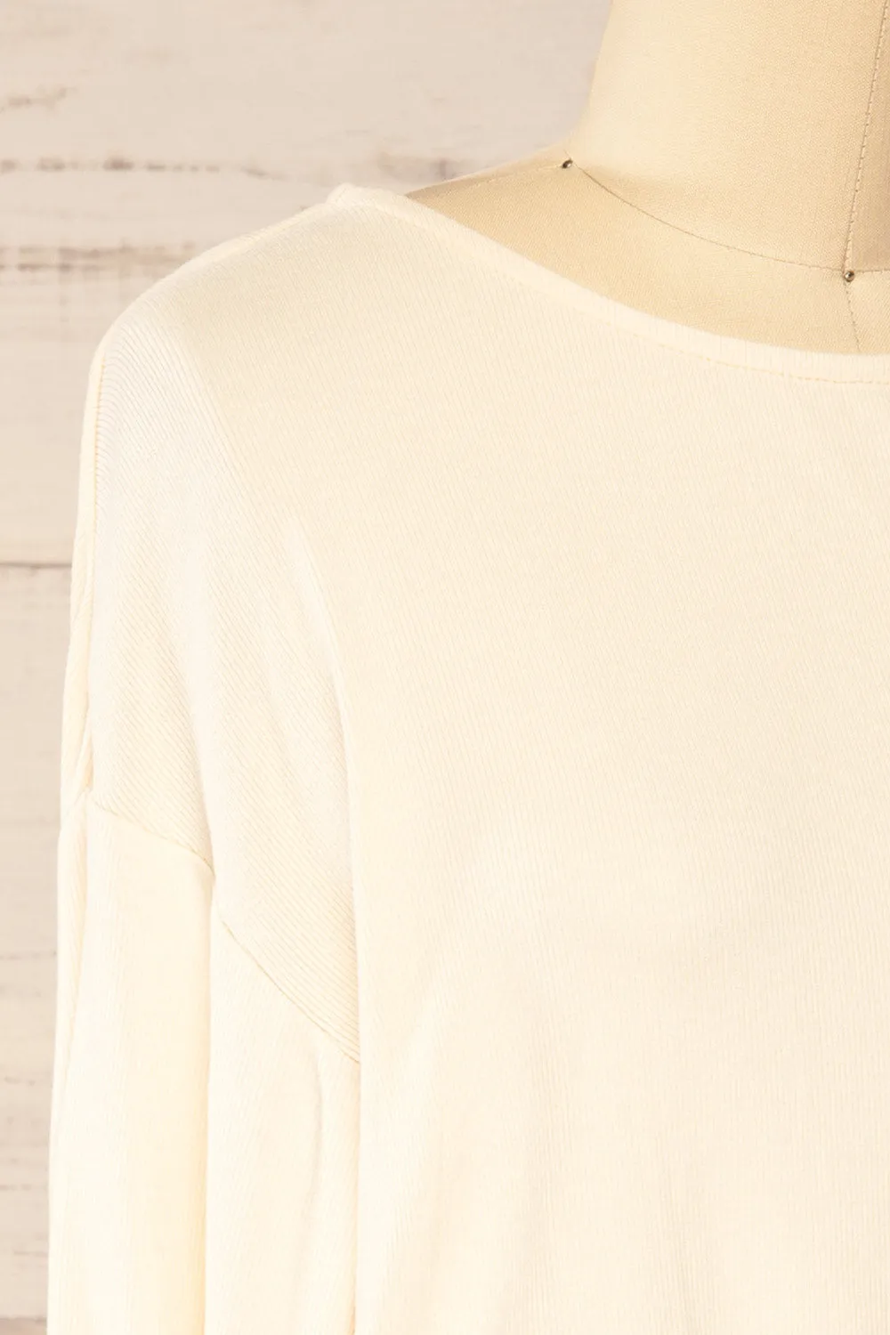 Farnham Ivory | Ribbed Crop Top w/ Long Sleeves