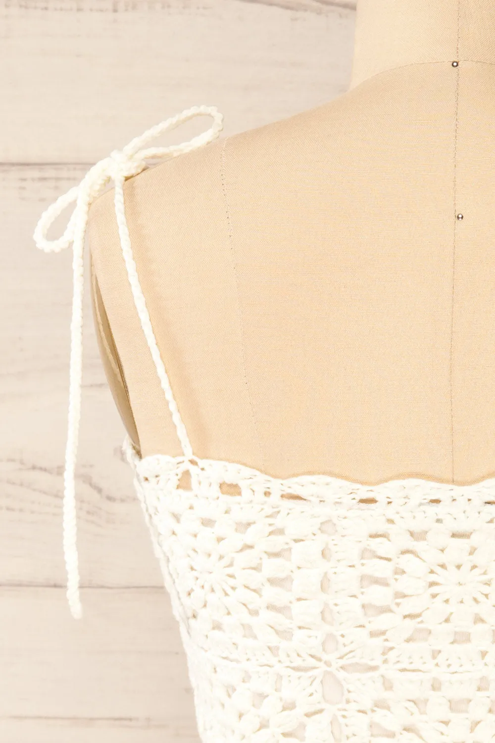 Faroe Ivory | Crochet Crop Top w/ Bow Straps