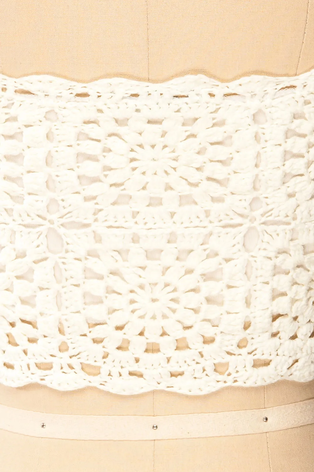 Faroe Ivory | Crochet Crop Top w/ Bow Straps