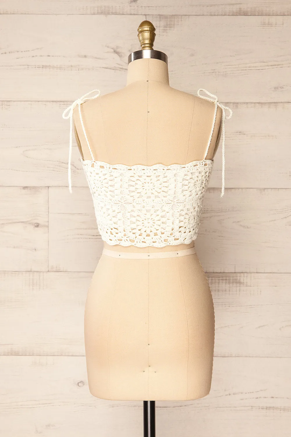Faroe Ivory | Crochet Crop Top w/ Bow Straps