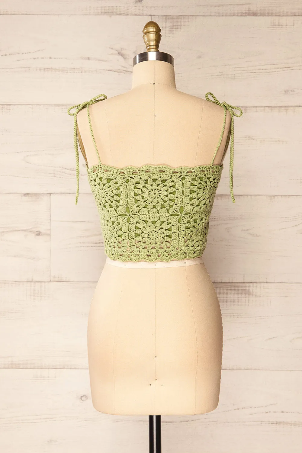 Faroe Sage | Crochet Crop Top w/ Bow Straps