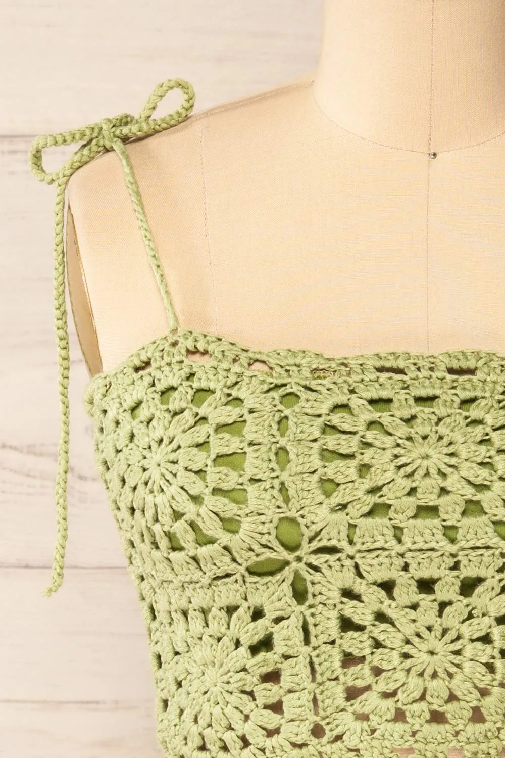Faroe Sage | Crochet Crop Top w/ Bow Straps