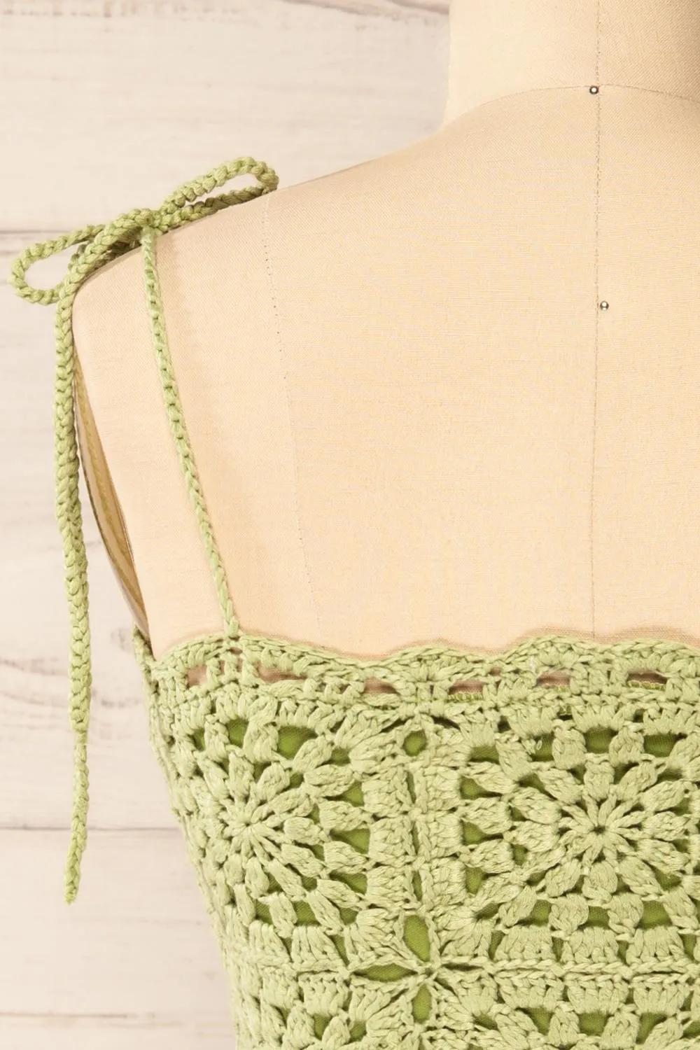 Faroe Sage | Crochet Crop Top w/ Bow Straps