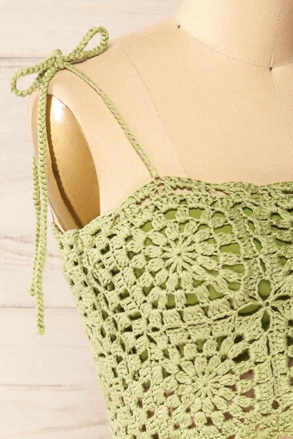 Faroe Sage | Crochet Crop Top w/ Bow Straps