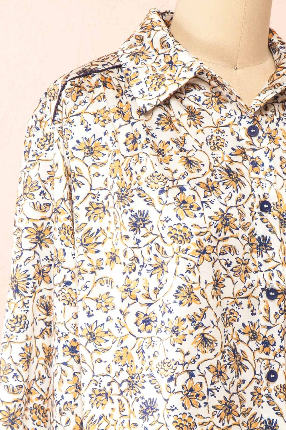 Firola | Floral Satin Button-Up Shirt