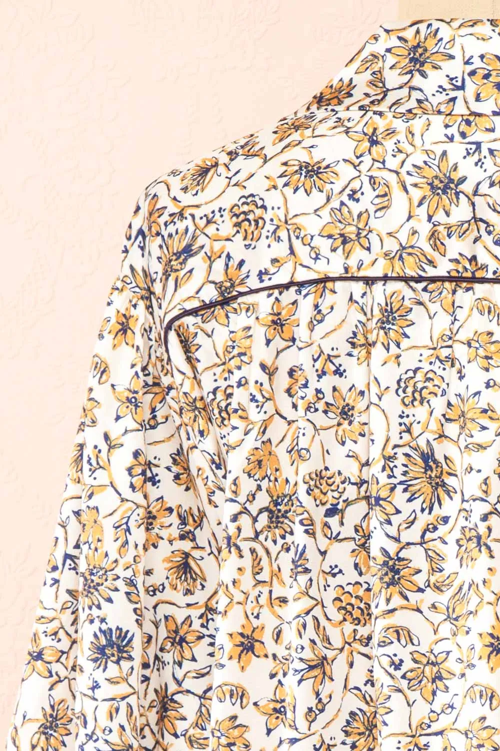 Firola | Floral Satin Button-Up Shirt