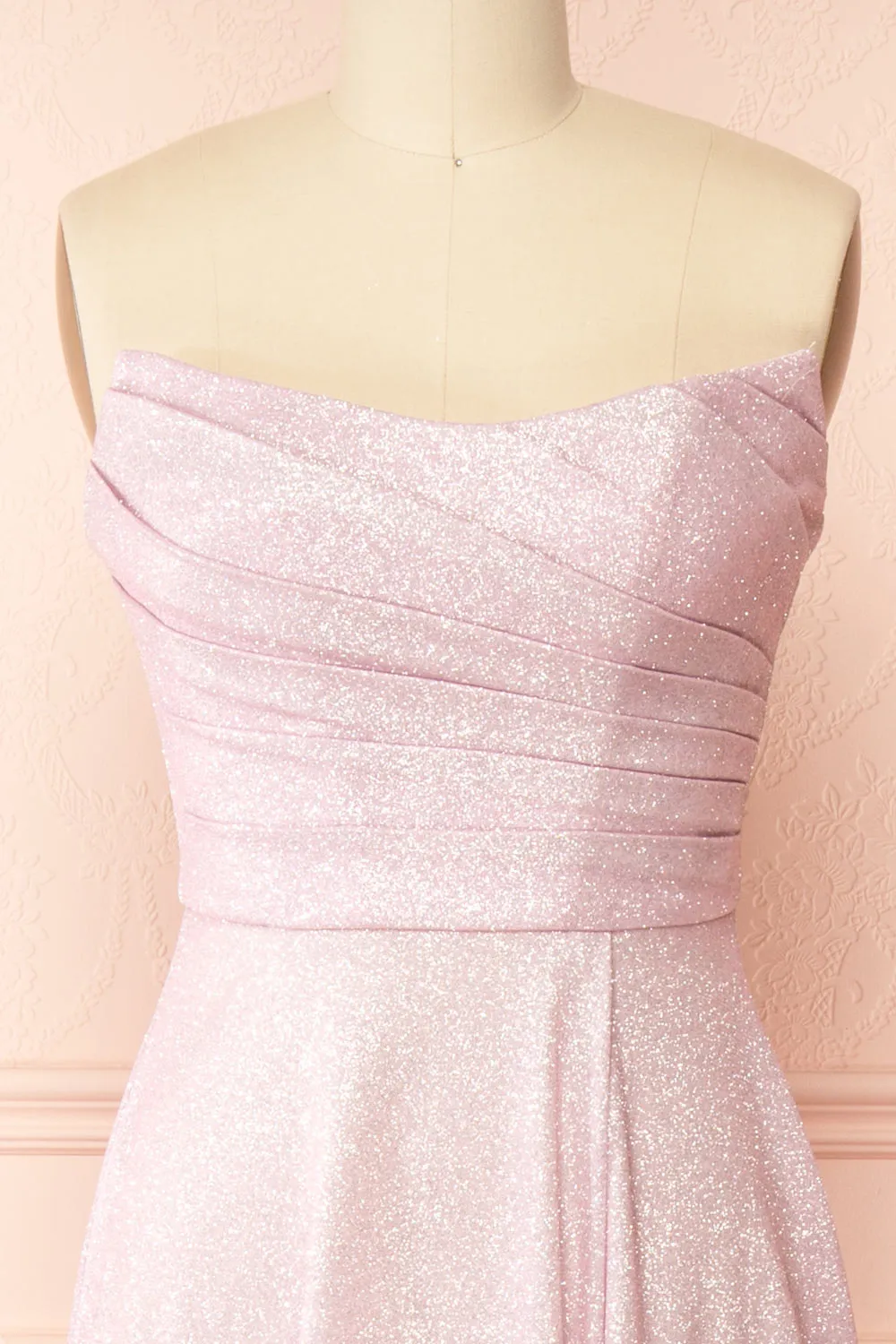 Fitzi Pink | Sparkly Strapless Maxi Dress w/ Slit