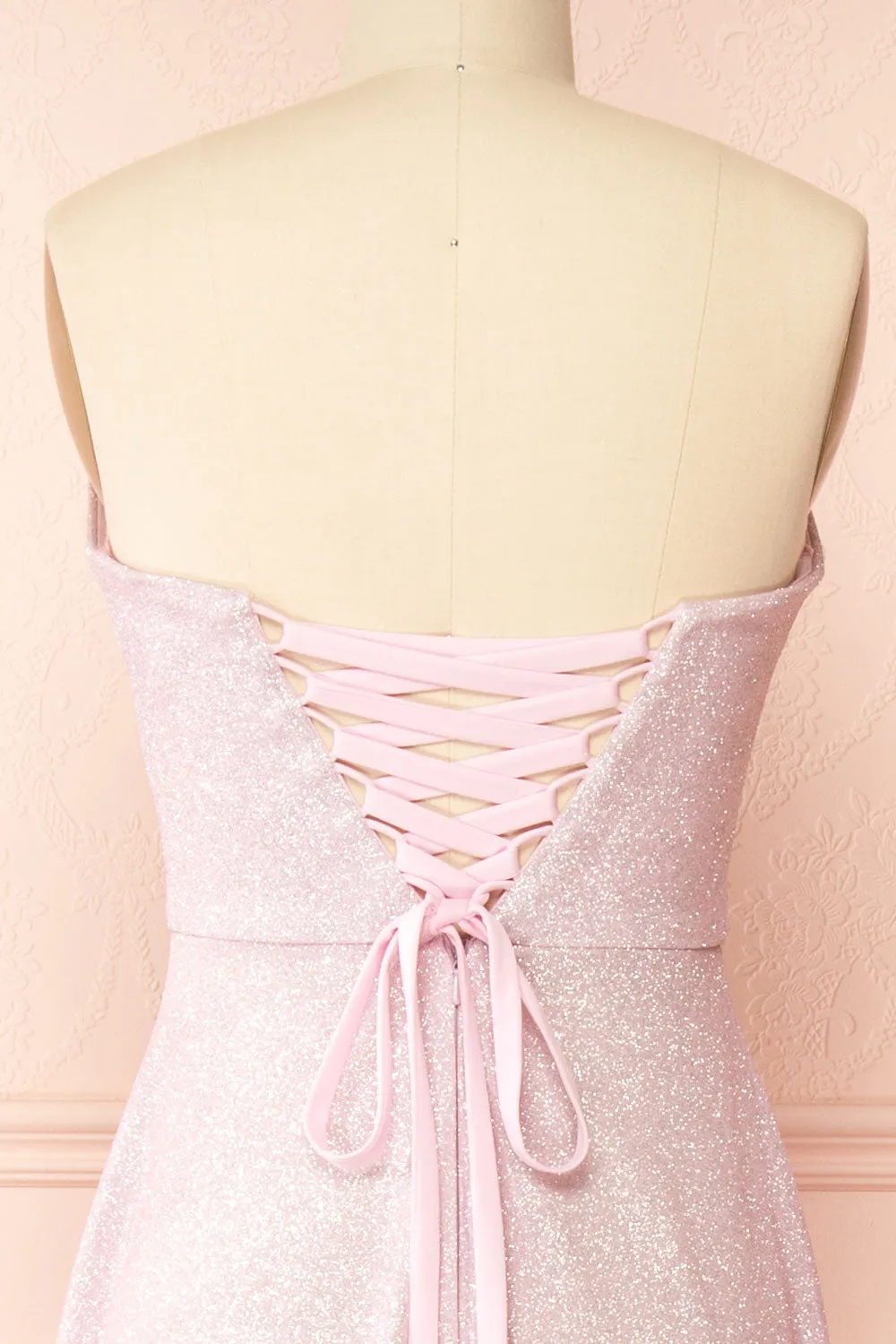 Fitzi Pink | Sparkly Strapless Maxi Dress w/ Slit
