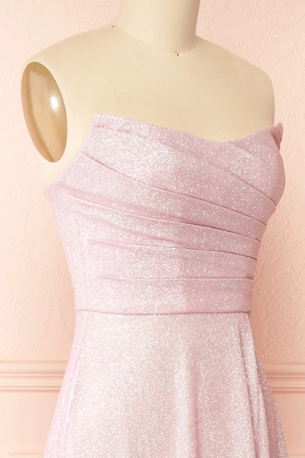 Fitzi Pink | Sparkly Strapless Maxi Dress w/ Slit
