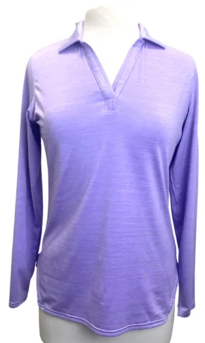 Footjoy Light Purple Long Sleeve V-neck Polo with Titleist Sleeve Logo Size S  MSP$88