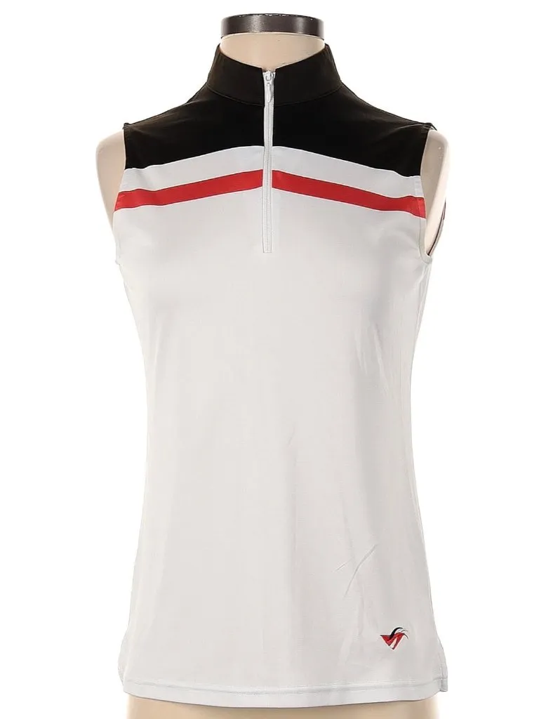 Footjoy Women's White Sleeveless Zip Mock Color Block Golf Polo Size S MSP$