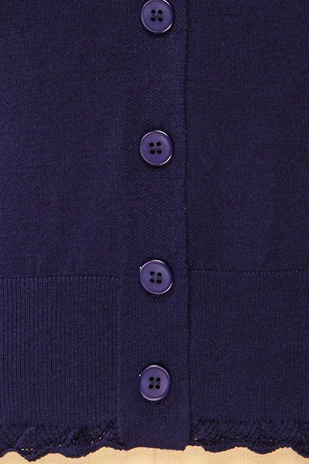 Fortingal | Navy Blue Cardigan w/ Scalloped Hem