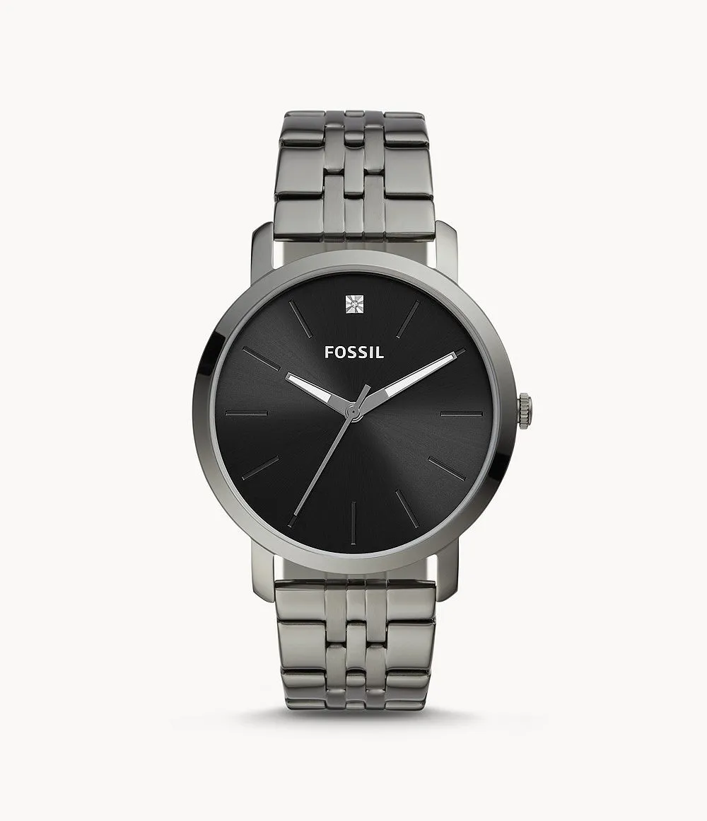 Fossil Men's Lux Luther Three-Hand, Smoke-Tone Stainless Steel Watch