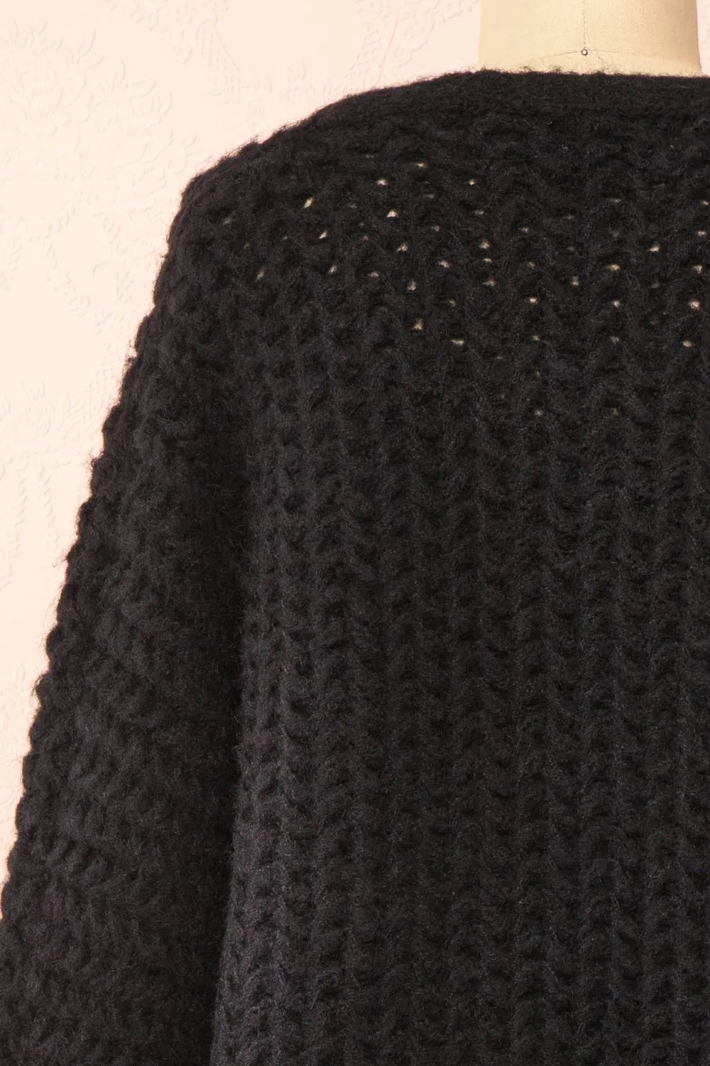 Francoise Black | Knit Open-Front Cardigan
