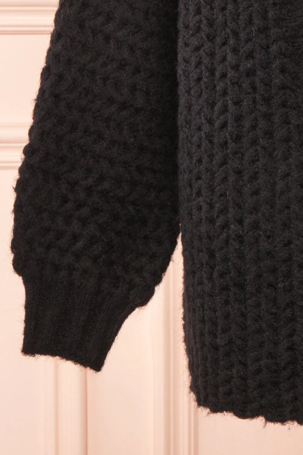 Francoise Black | Knit Open-Front Cardigan