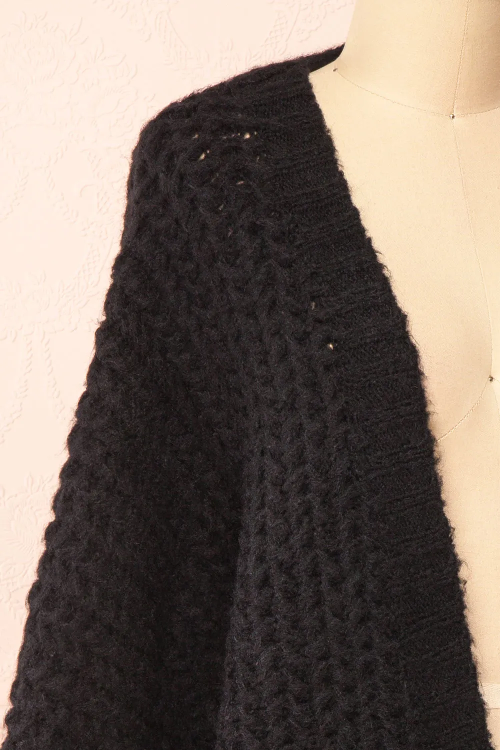 Francoise Black | Knit Open-Front Cardigan