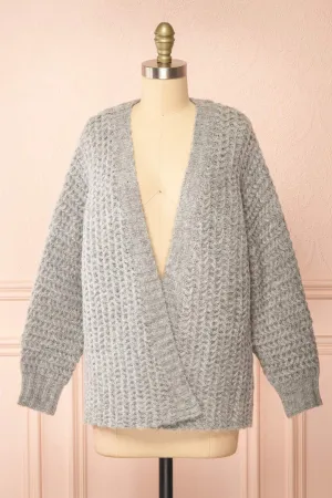 Francoise Grey | Knit Open-Front Cardigan