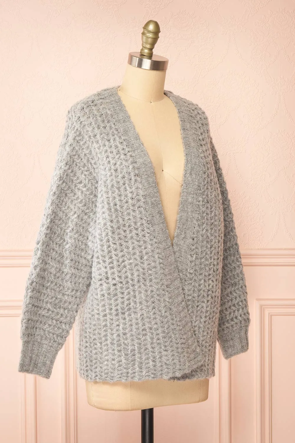 Francoise Grey | Knit Open-Front Cardigan
