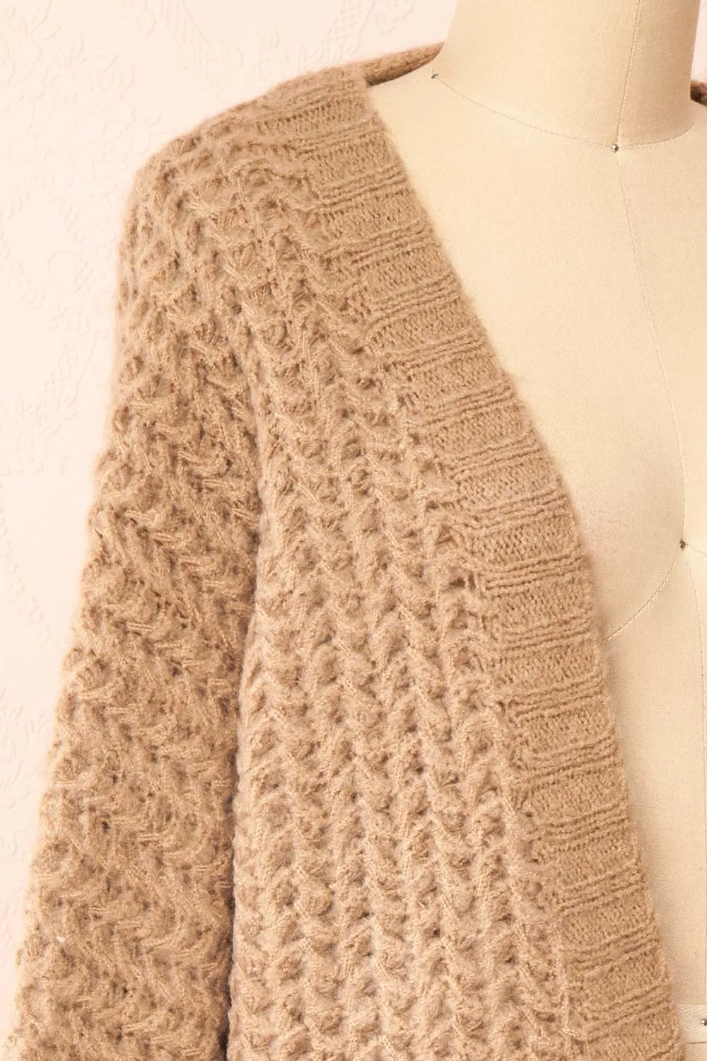 Francoise Taupe | Knit Open-Front Cardigan