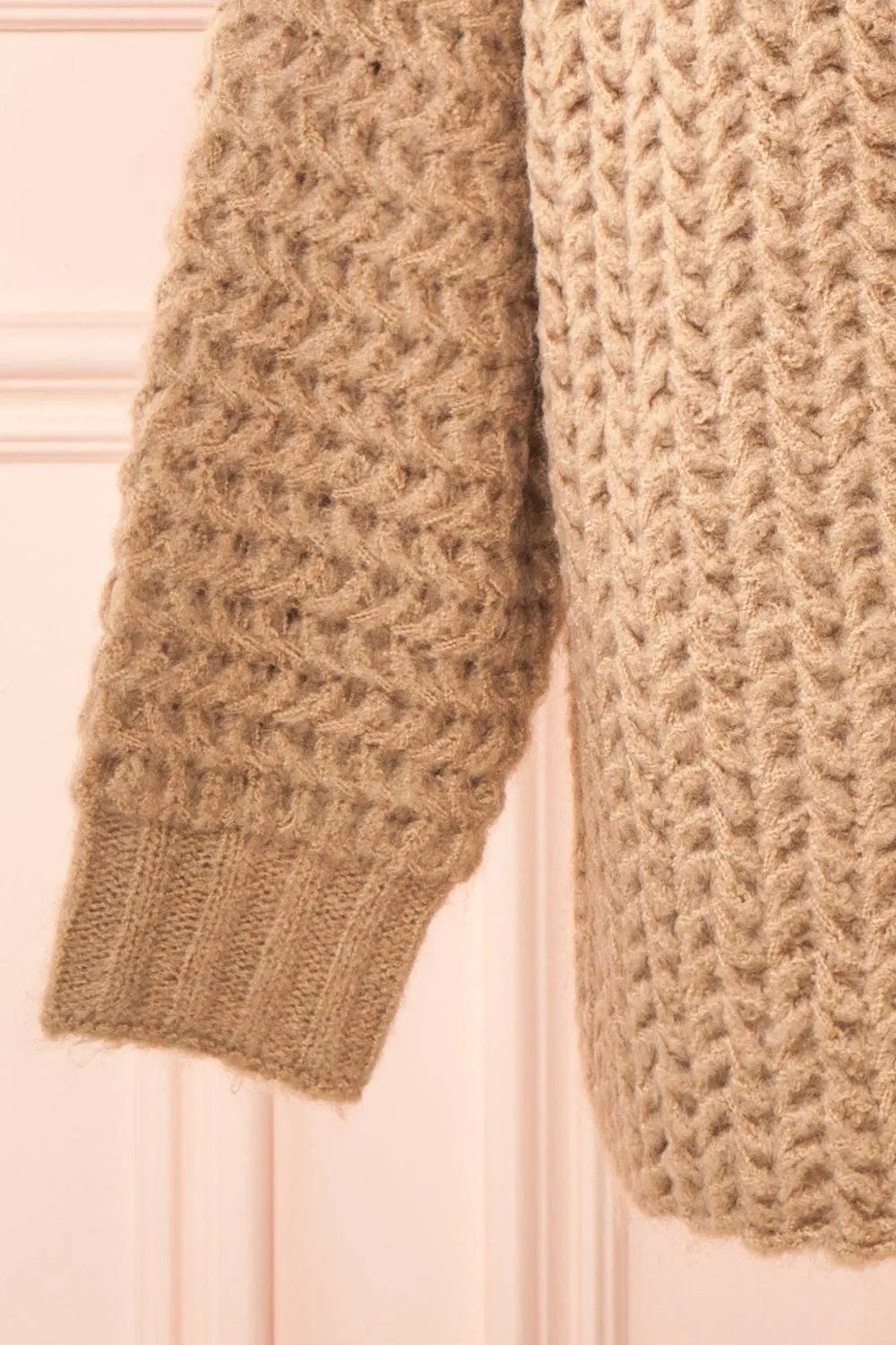 Francoise Taupe | Knit Open-Front Cardigan