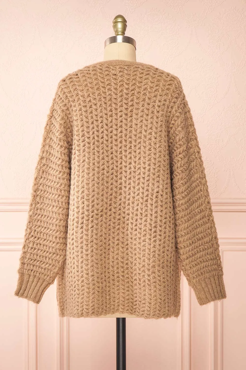 Francoise Taupe | Knit Open-Front Cardigan