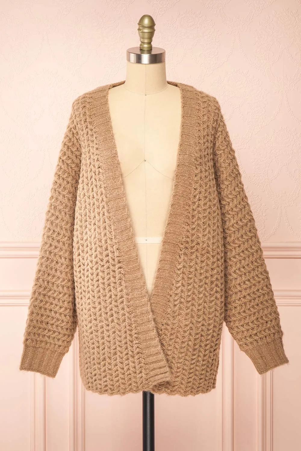 Francoise Taupe | Knit Open-Front Cardigan