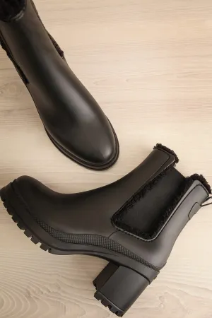 Franie | Black Faux-Fur Lined Heeled Boots