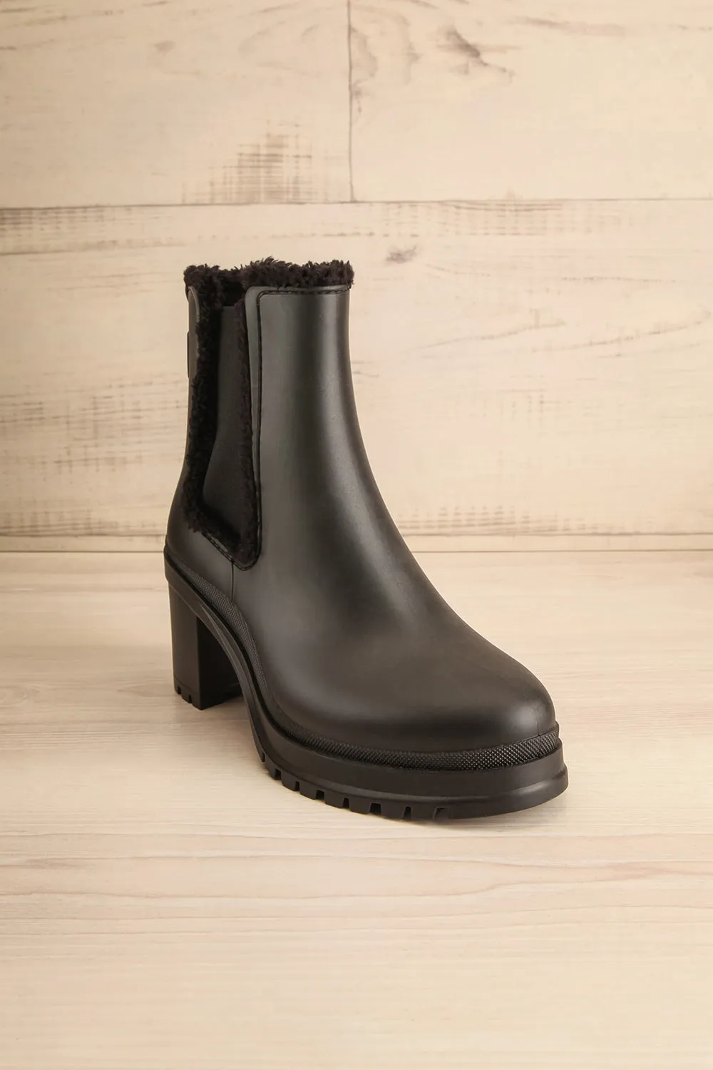 Franie | Black Faux-Fur Lined Heeled Boots
