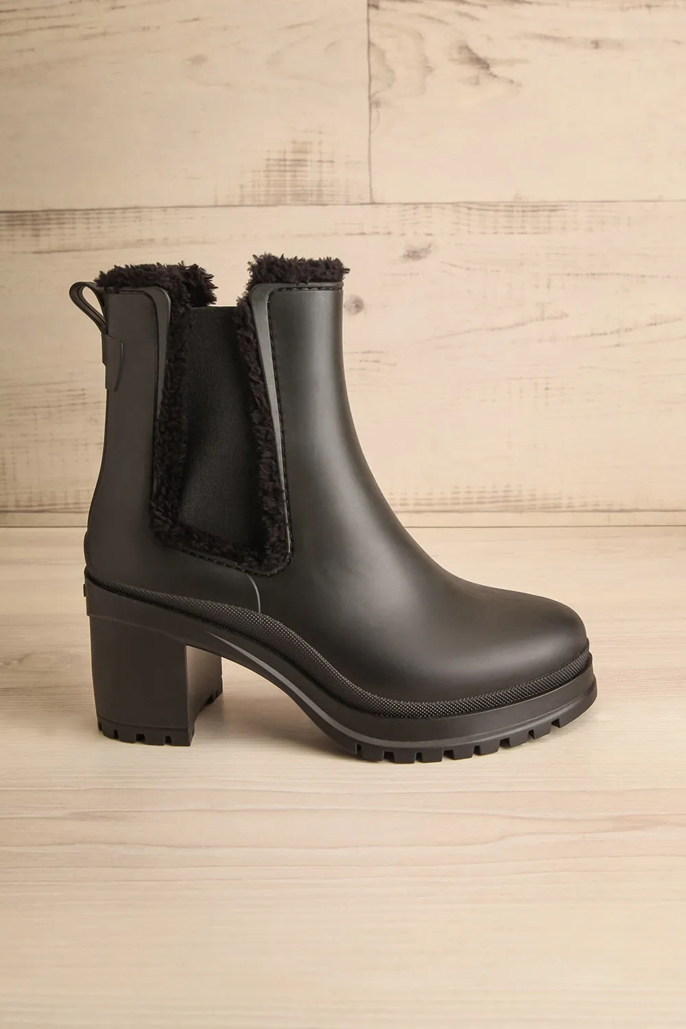 Franie | Black Faux-Fur Lined Heeled Boots