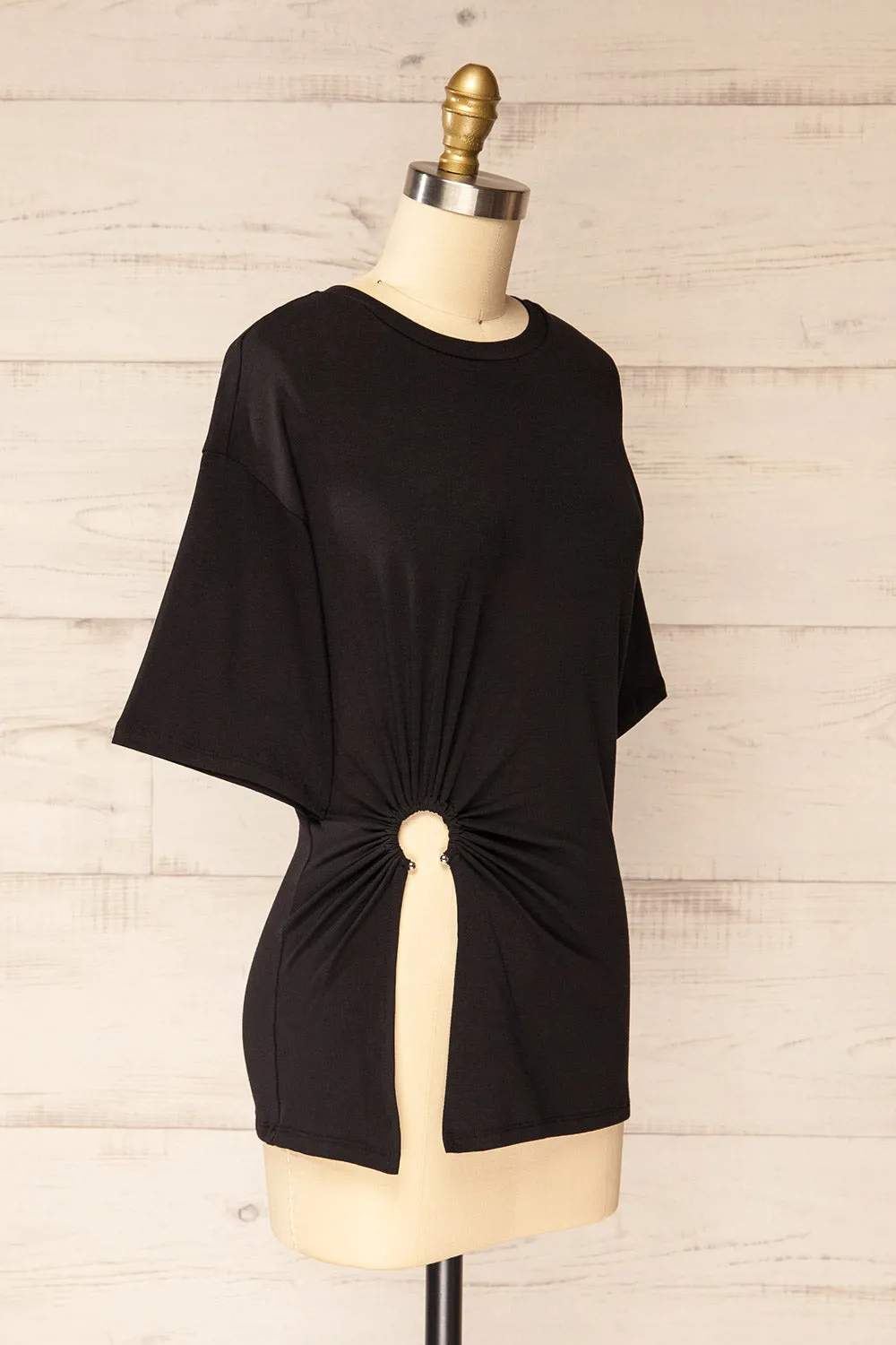 Fushun Black | Pierced T-Shirt w/ Slit