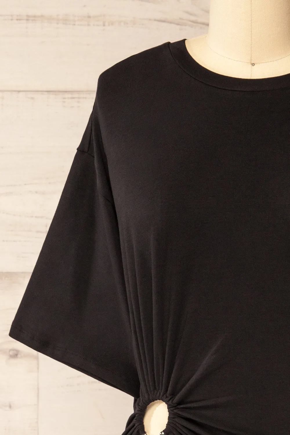 Fushun Black | Pierced T-Shirt w/ Slit
